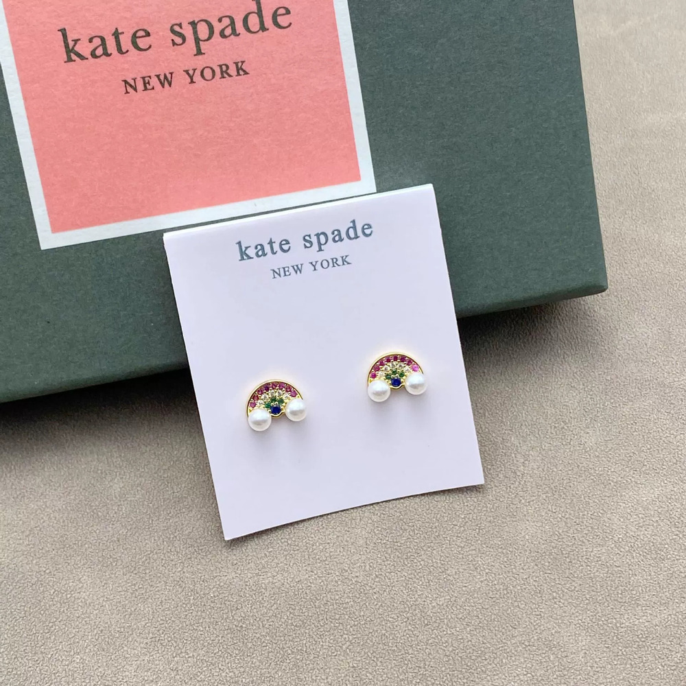 kate spade Pearl Diamond Encrusted Rainbow Metal Earrings